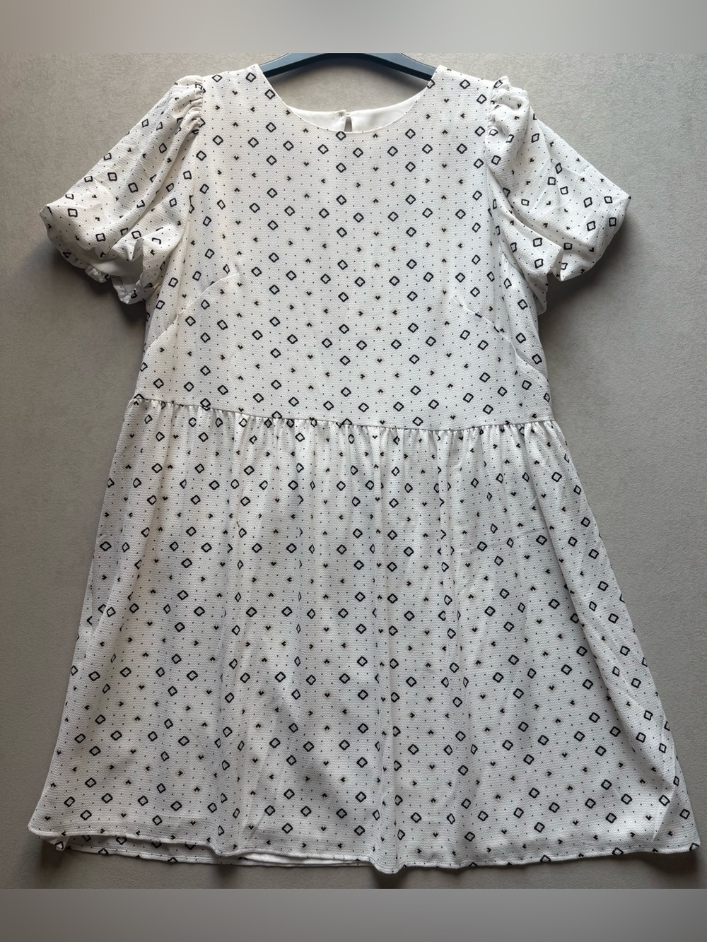 LOFT Cream Dress with Black Geometric Dot Print